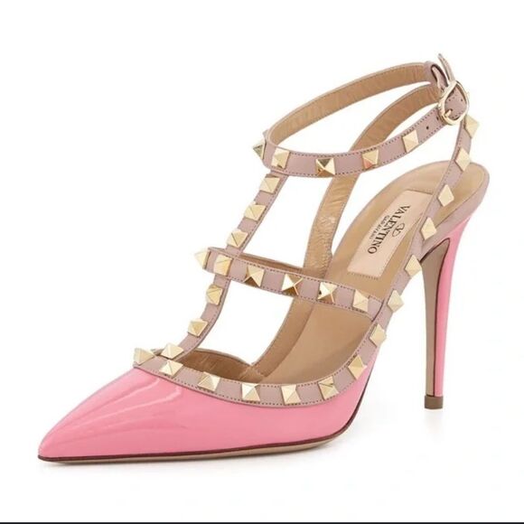 New Valentino Garavani Rockstud Patent
Slingback Pump Pink Size 38/ US 8 - Picture 13 of 14
